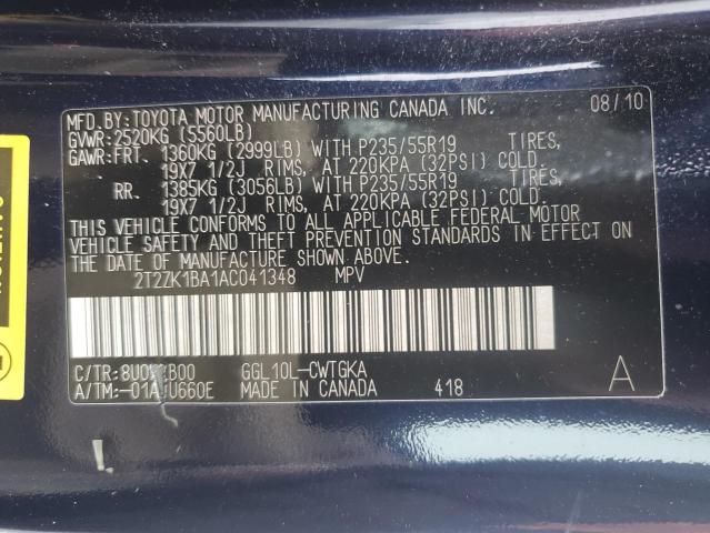 Photo 11 VIN: 2T2ZK1BA1AC041348 - LEXUS RX350 