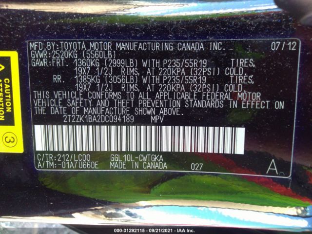 Photo 8 VIN: 2T2ZK1BA2DC094189 - LEXUS RX 350 