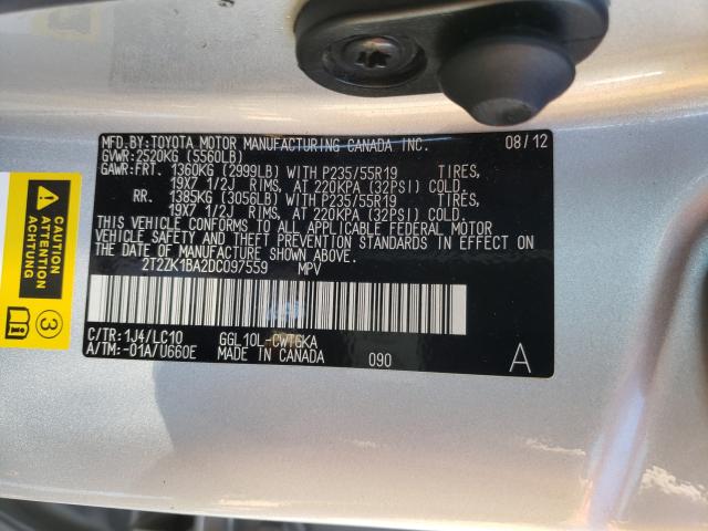 Photo 9 VIN: 2T2ZK1BA2DC097559 - LEXUS RX 350 