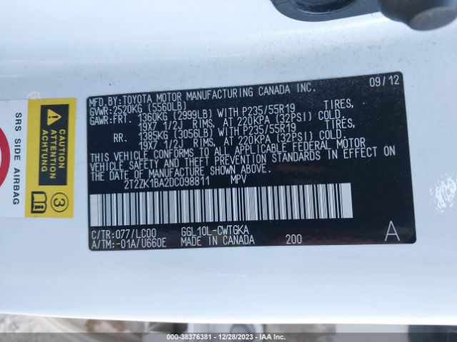 Photo 8 VIN: 2T2ZK1BA2DC098811 - LEXUS RX 350 