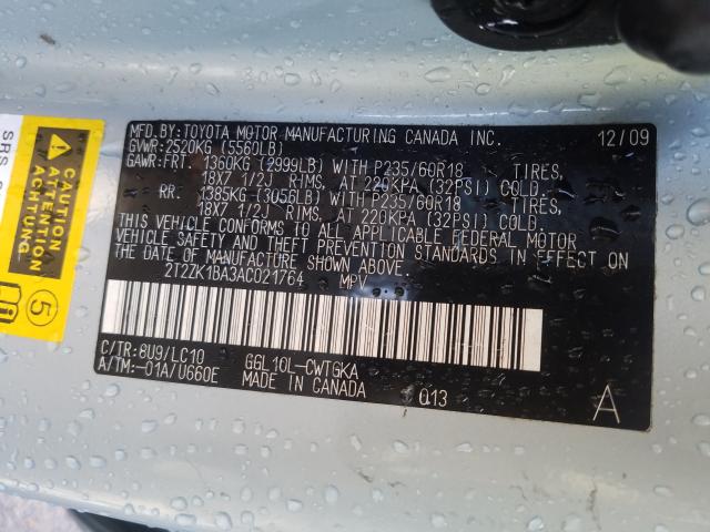 Photo 9 VIN: 2T2ZK1BA3AC021764 - LEXUS RX 350 