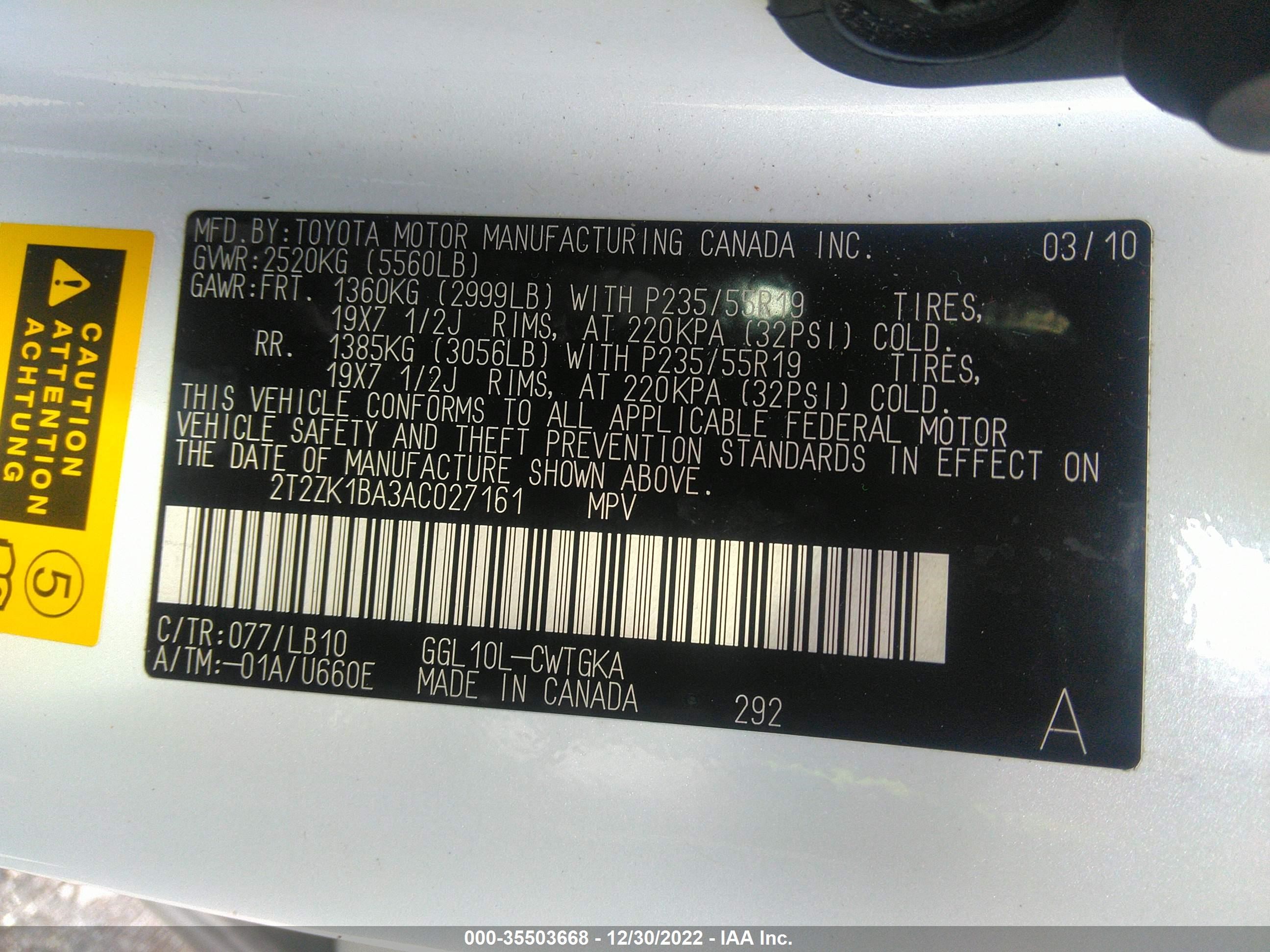 Photo 8 VIN: 2T2ZK1BA3AC027161 - LEXUS RX 