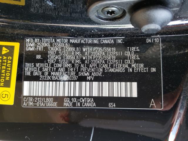 Photo 9 VIN: 2T2ZK1BA3AC030397 - LEXUS RX 350 