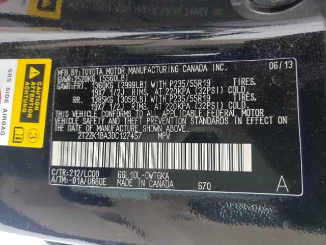 Photo 9 VIN: 2T2ZK1BA3DC127457 - LEXUS RX 350 