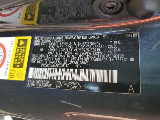 Photo 12 VIN: 2T2ZK1BA4AC009347 - LEXUS RX350 