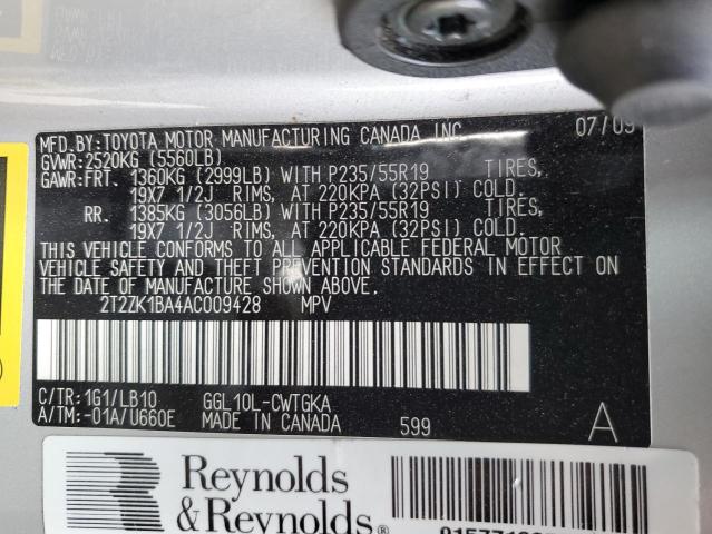 Photo 12 VIN: 2T2ZK1BA4AC009428 - LEXUS RX350 