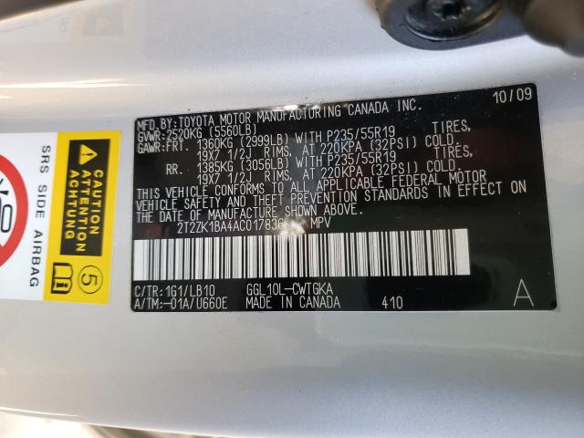 Photo 9 VIN: 2T2ZK1BA4AC017836 - LEXUS RX 350 