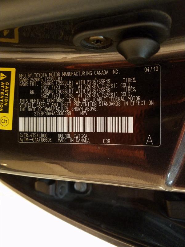 Photo 9 VIN: 2T2ZK1BA4AC030389 - LEXUS RX 350 