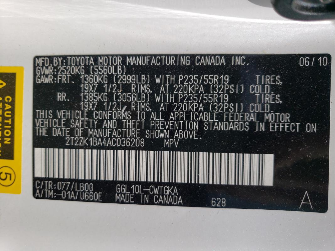 Photo 9 VIN: 2T2ZK1BA4AC036208 - LEXUS RX 350 