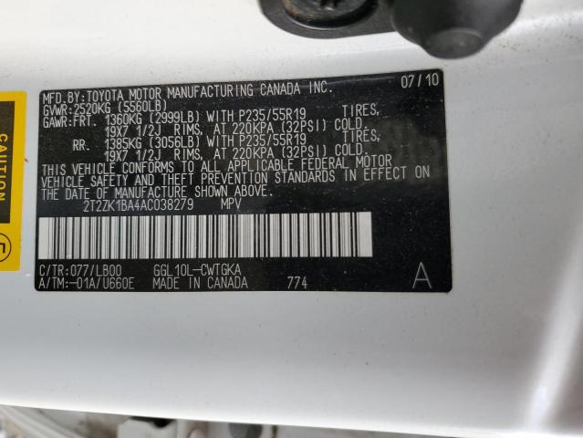 Photo 11 VIN: 2T2ZK1BA4AC038279 - LEXUS RX 350 