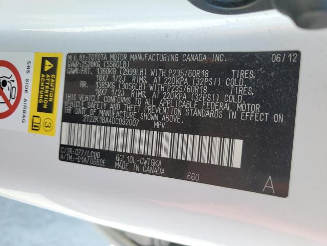 Photo 12 VIN: 2T2ZK1BA4DC092007 - LEXUS RX350 