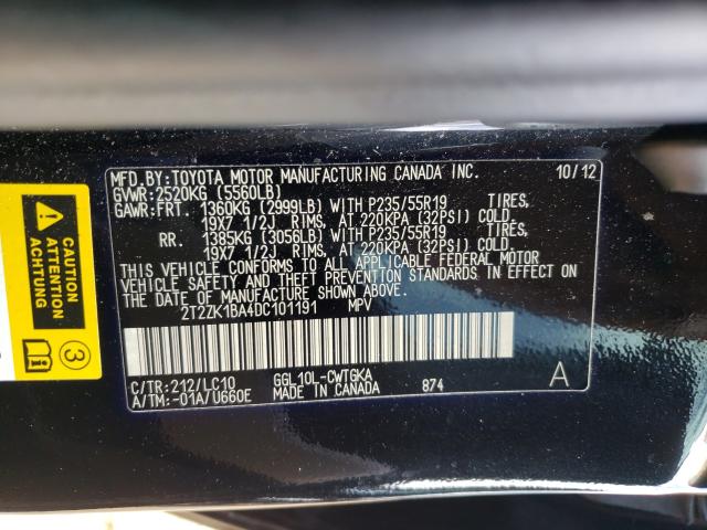 Photo 9 VIN: 2T2ZK1BA4DC101191 - LEXUS RX 350 