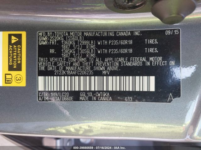 Photo 8 VIN: 2T2ZK1BA4FC206235 - LEXUS RX 