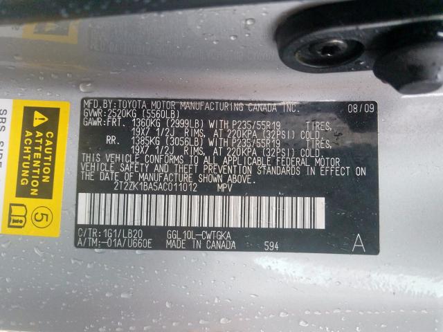 Photo 9 VIN: 2T2ZK1BA5AC011012 - LEXUS RX 350 