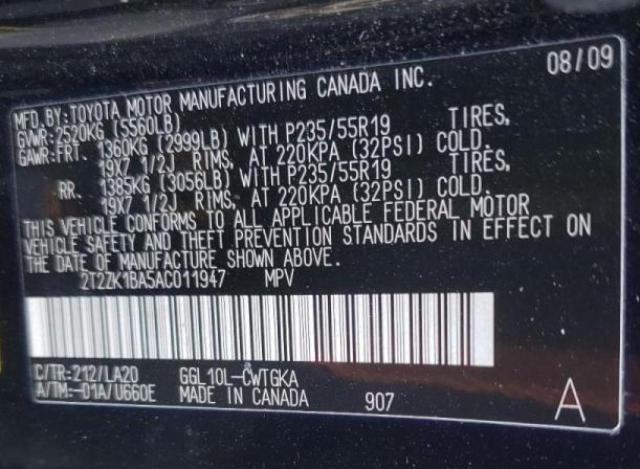 Photo 9 VIN: 2T2ZK1BA5AC011947 - LEXUS RX 350 