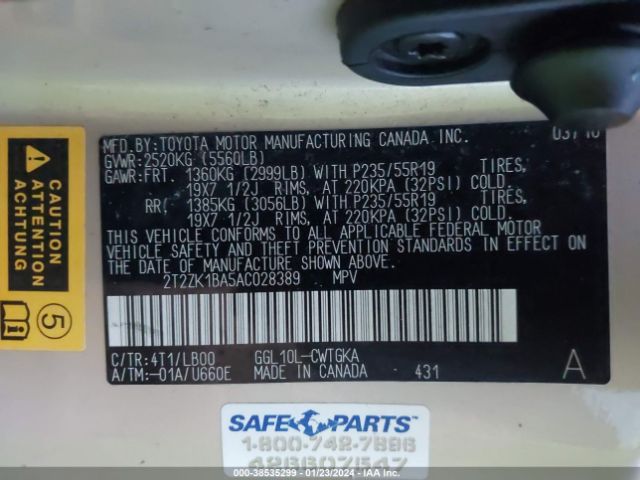 Photo 8 VIN: 2T2ZK1BA5AC028389 - LEXUS RX 350 