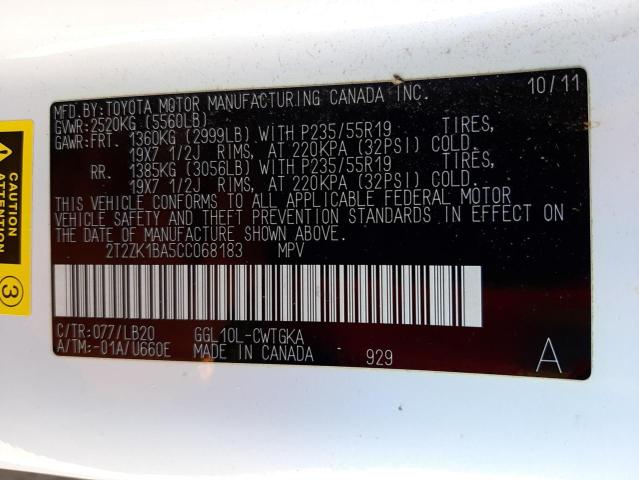 Photo 12 VIN: 2T2ZK1BA5CC068183 - LEXUS RX 350 