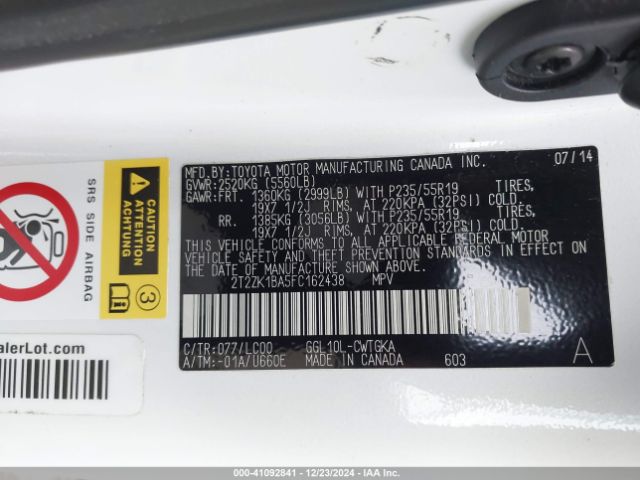 Photo 8 VIN: 2T2ZK1BA5FC162438 - LEXUS RX 