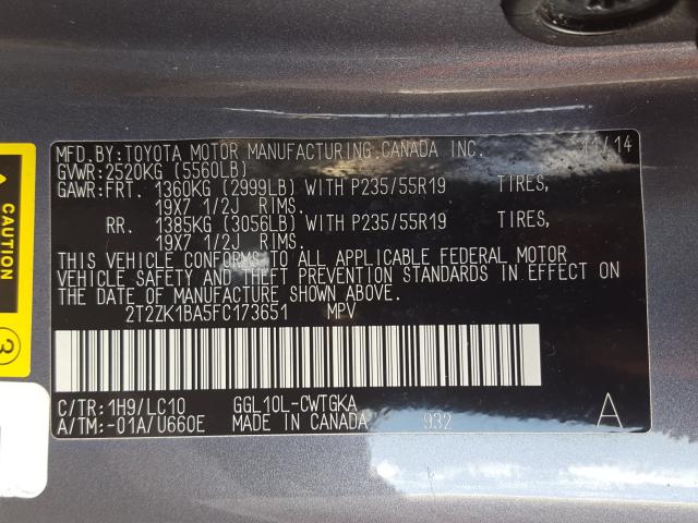 Photo 9 VIN: 2T2ZK1BA5FC173651 - LEXUS RX 350 