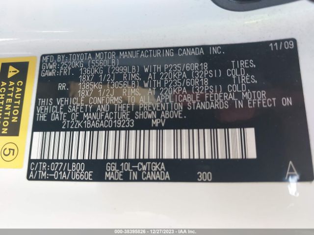 Photo 8 VIN: 2T2ZK1BA6AC019233 - LEXUS RX 350 