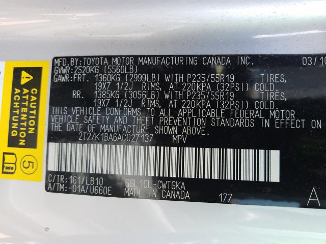 Photo 9 VIN: 2T2ZK1BA6AC027137 - LEXUS RX 350 