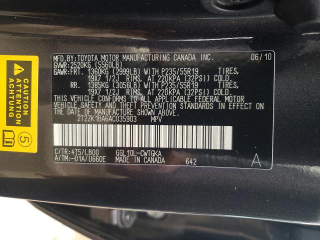 Photo 9 VIN: 2T2ZK1BA6AC035903 - LEXUS RX 350 