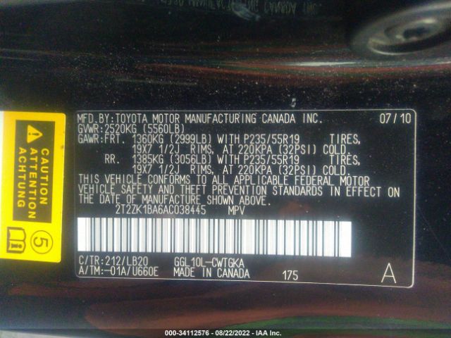 Photo 8 VIN: 2T2ZK1BA6AC038445 - LEXUS RX 350 