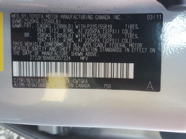 Photo 9 VIN: 2T2ZK1BA6BC057224 - LEXUS RX 350 