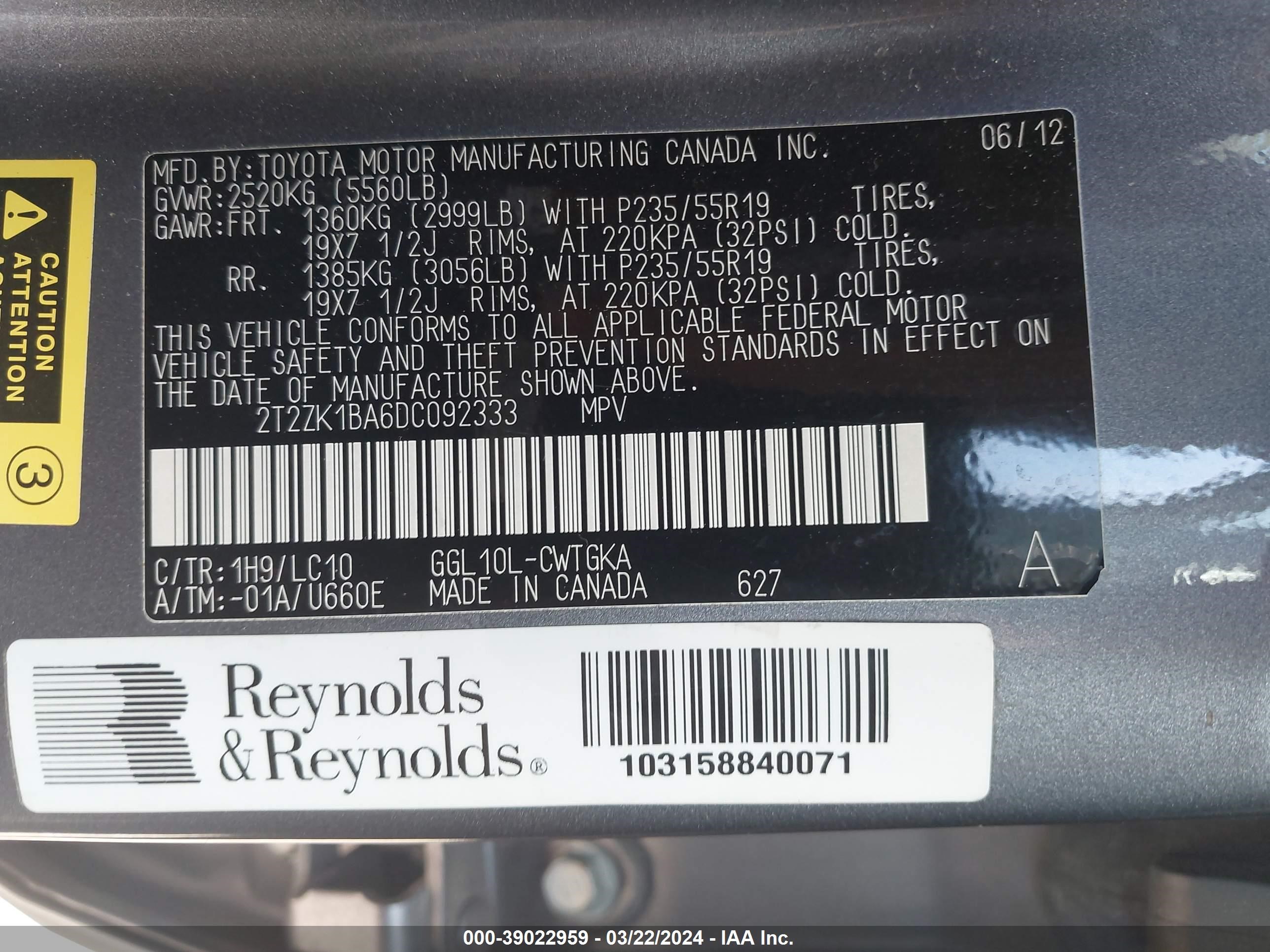 Photo 8 VIN: 2T2ZK1BA6DC092333 - LEXUS RX 