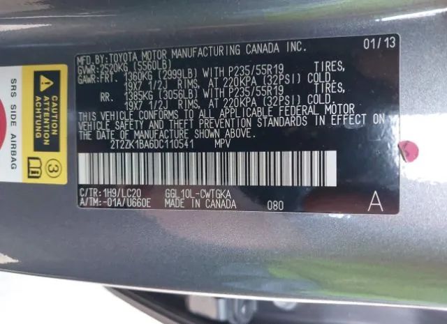 Photo 8 VIN: 2T2ZK1BA6DC110541 - LEXUS RX 