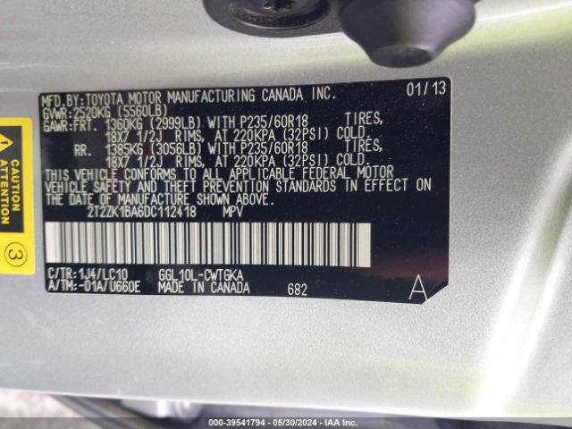 Photo 8 VIN: 2T2ZK1BA6DC112418 - LEXUS RX 