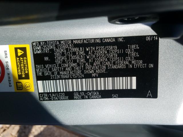 Photo 9 VIN: 2T2ZK1BA6FC157524 - LEXUS RX 350 