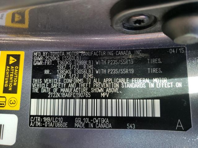 Photo 9 VIN: 2T2ZK1BA6FC190765 - LEXUS RX 350 