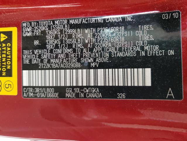 Photo 12 VIN: 2T2ZK1BA7AC029088 - LEXUS RX 350 