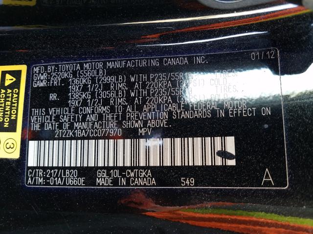 Photo 9 VIN: 2T2ZK1BA7CC077970 - LEXUS RX 350 