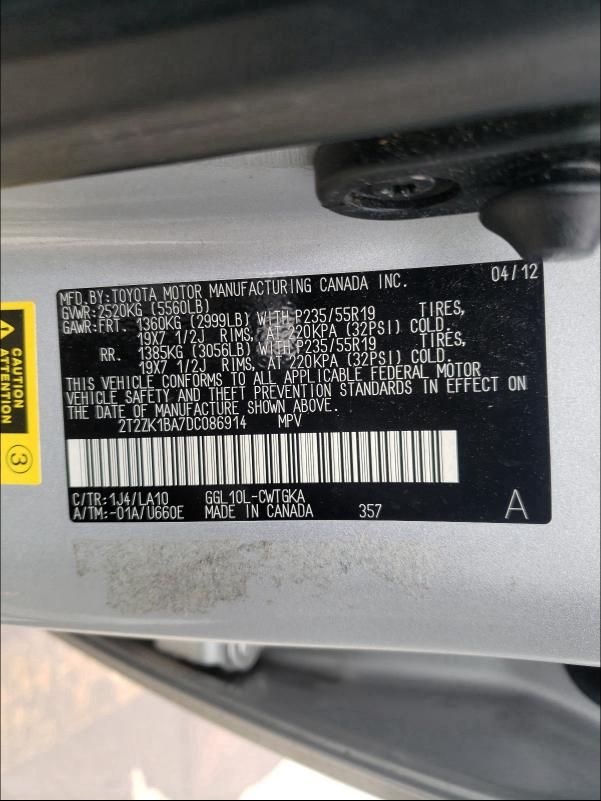 Photo 9 VIN: 2T2ZK1BA7DC086914 - LEXUS RX 350 