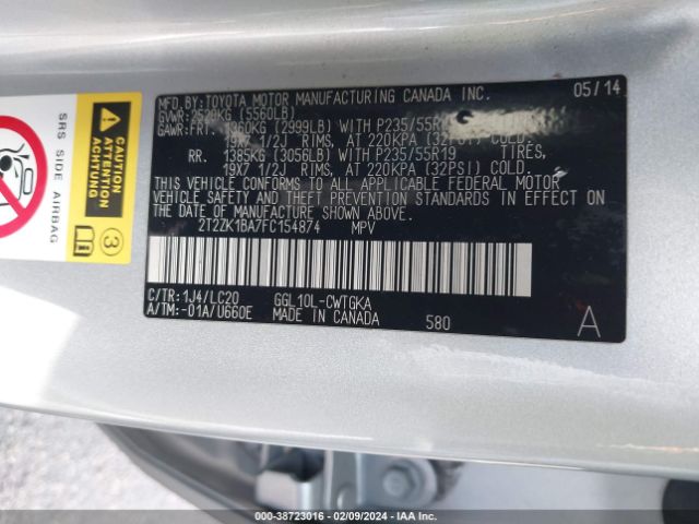 Photo 8 VIN: 2T2ZK1BA7FC154874 - LEXUS RX 350 