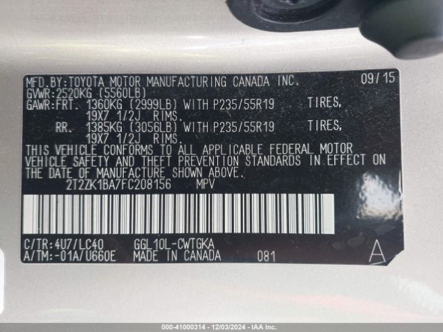 Photo 8 VIN: 2T2ZK1BA7FC208156 - LEXUS RX 