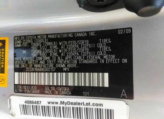 Photo 8 VIN: 2T2ZK1BA8AC002157 - LEXUS RX 350 