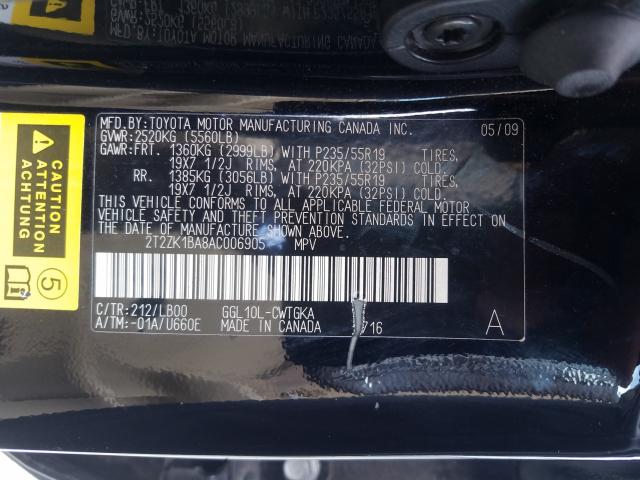 Photo 9 VIN: 2T2ZK1BA8AC006905 - LEXUS RX 350 