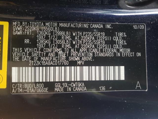 Photo 9 VIN: 2T2ZK1BA8AC017760 - LEXUS RX 350 