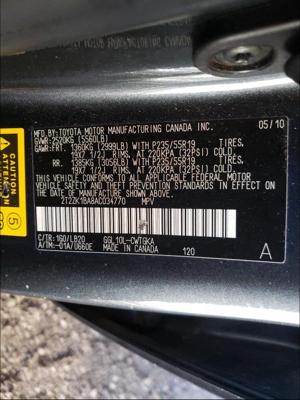 Photo 9 VIN: 2T2ZK1BA8AC034770 - LEXUS RX 350 