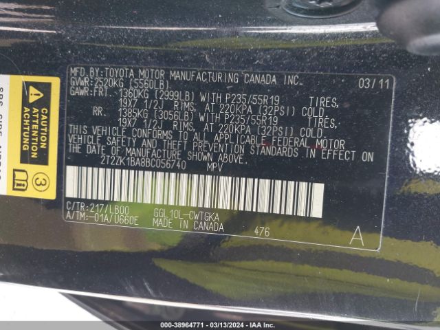 Photo 8 VIN: 2T2ZK1BA8BC056740 - LEXUS RX 350 