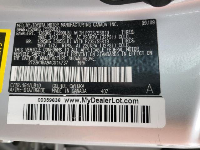 Photo 12 VIN: 2T2ZK1BA9AC014737 - LEXUS RX350 