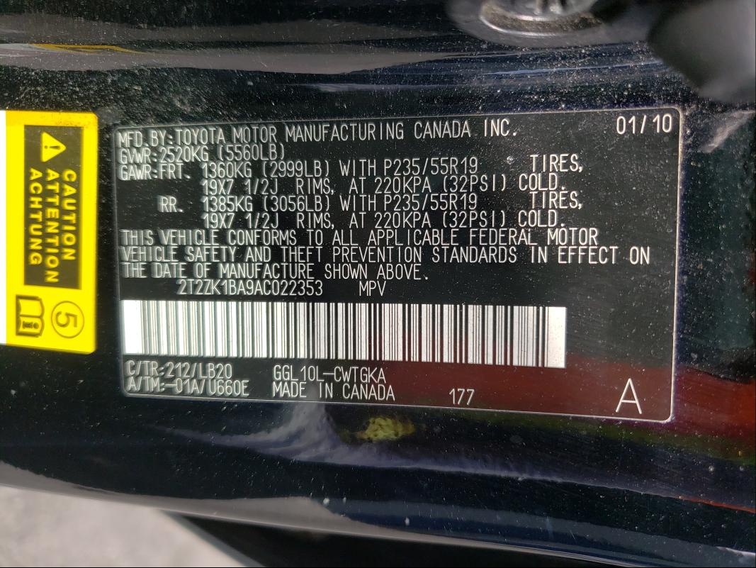 Photo 9 VIN: 2T2ZK1BA9AC022353 - LEXUS RX 350 