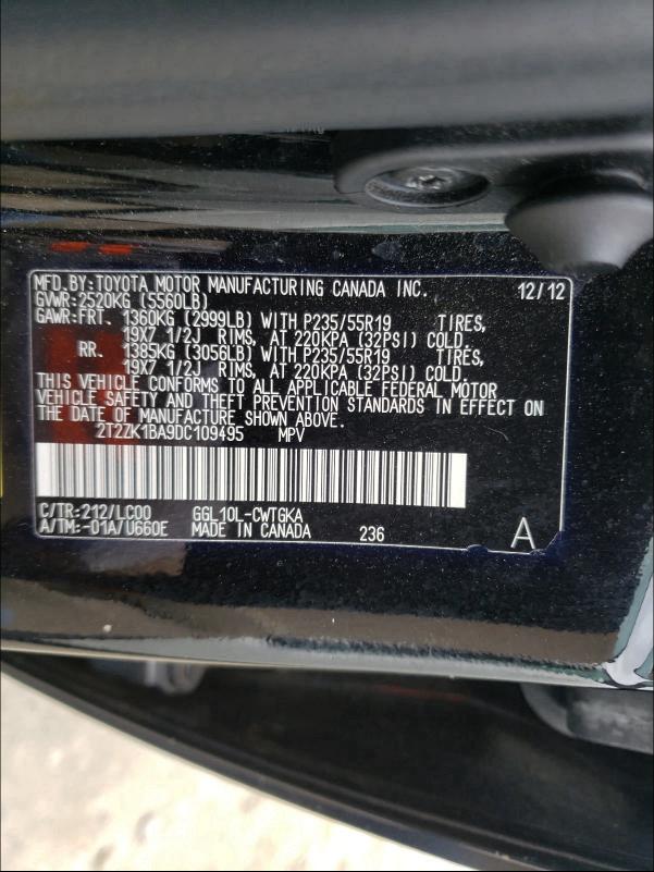 Photo 9 VIN: 2T2ZK1BA9DC109495 - LEXUS RX 350 