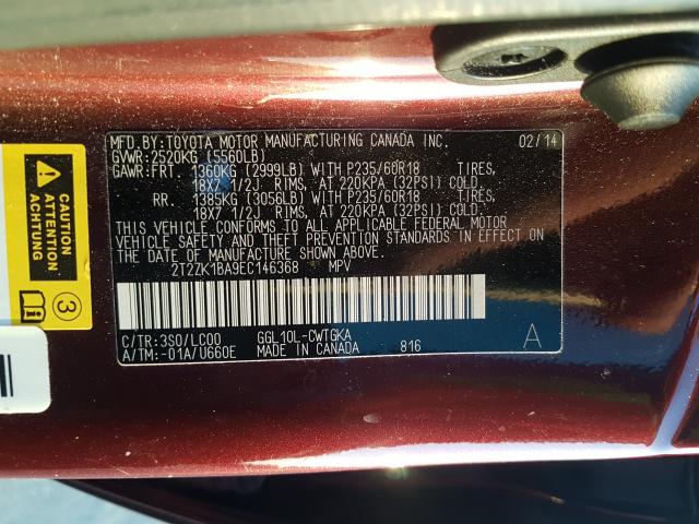 Photo 9 VIN: 2T2ZK1BA9EC146368 - LEXUS RX 350 