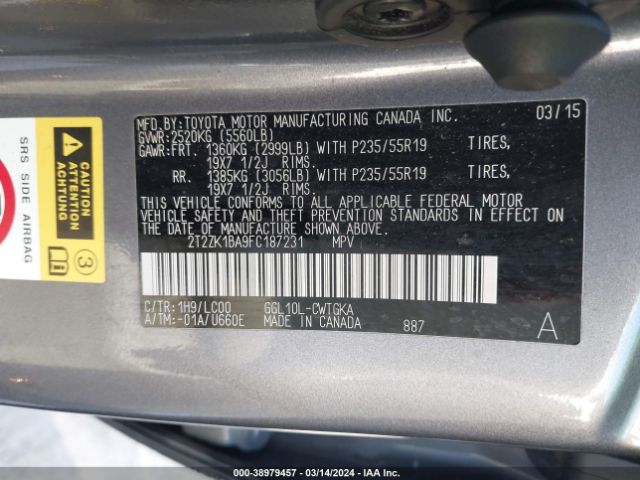 Photo 8 VIN: 2T2ZK1BA9FC187231 - LEXUS RX 350 