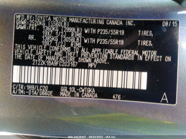 Photo 8 VIN: 2T2ZK1BA9FC203167 - LEXUS RX 350 