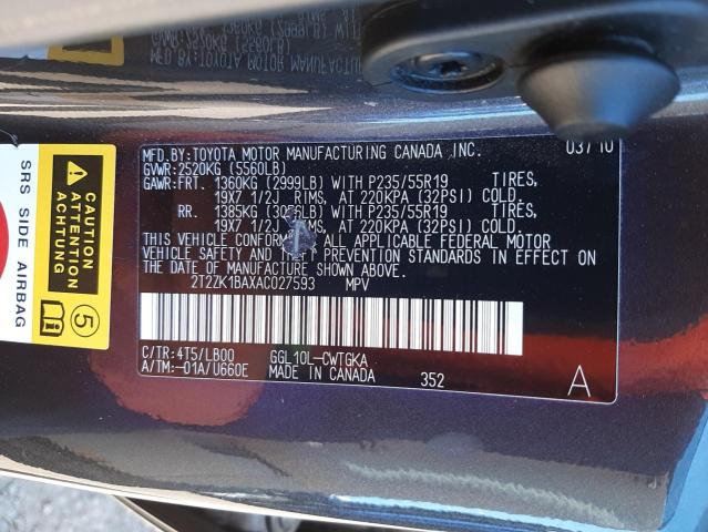 Photo 9 VIN: 2T2ZK1BAXAC027593 - LEXUS RX 350 